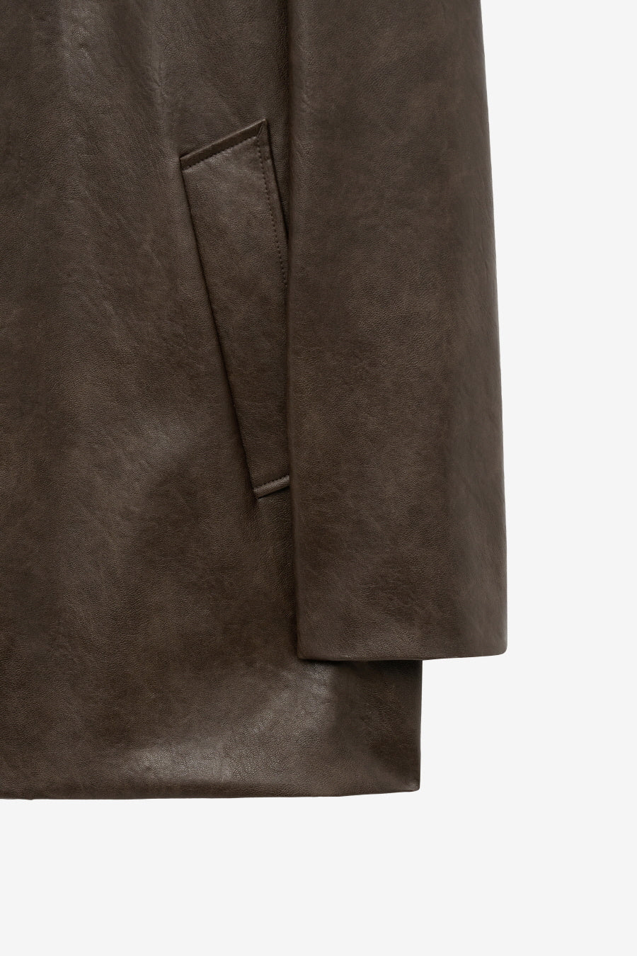 Insilence - Faux Leather Car Coat (Brown) product image 10 | TRAB K-Fashion Australia