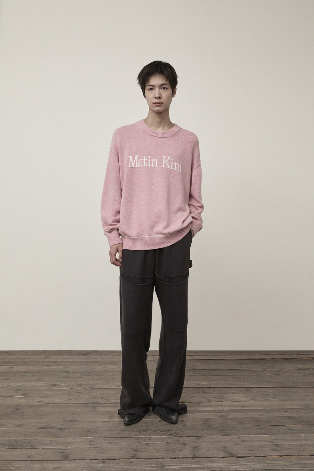 Matin Kim - Color Trim Line Logo Pullover (Pink) product image 9 | TRAB K-Fashion Australia