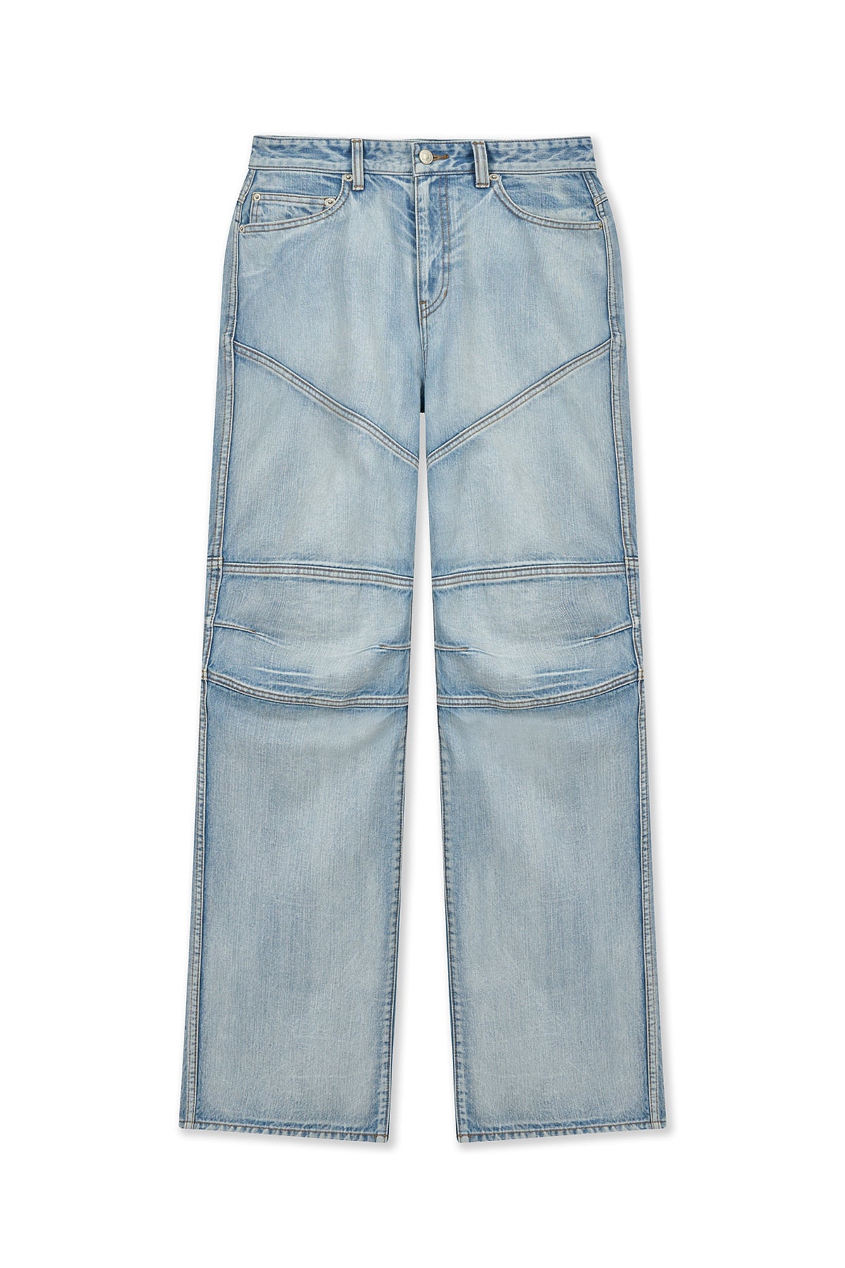 Matin Kim - Panel Semi Wide Denim Pants (Light Blue) product image 1 | TRAB K-Fashion Australia