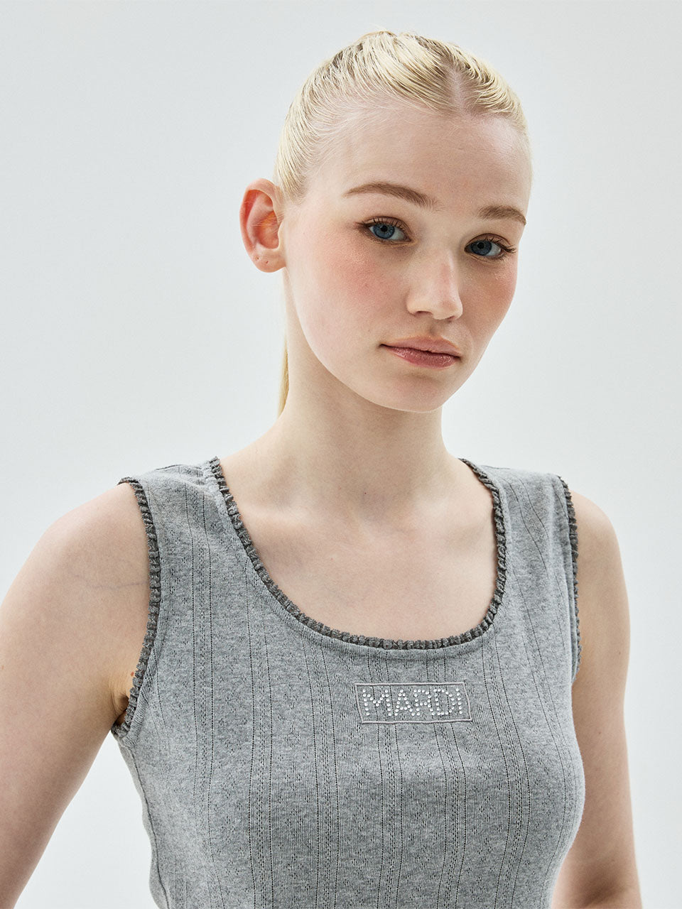 Mardi Mercredi - Tank Scoop Neck Eyelet (Grey) product image 1 | TRAB K-Fashion Australia