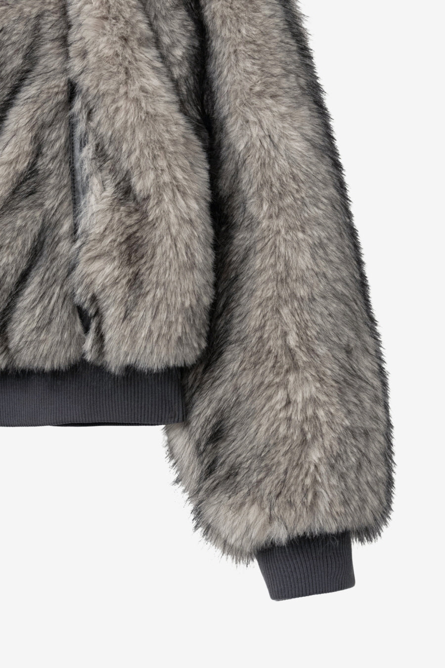 Insilence - Buckle Two-Tone Fur Jacket (Grey Brown) product image 11 | TRAB K-Fashion Australia