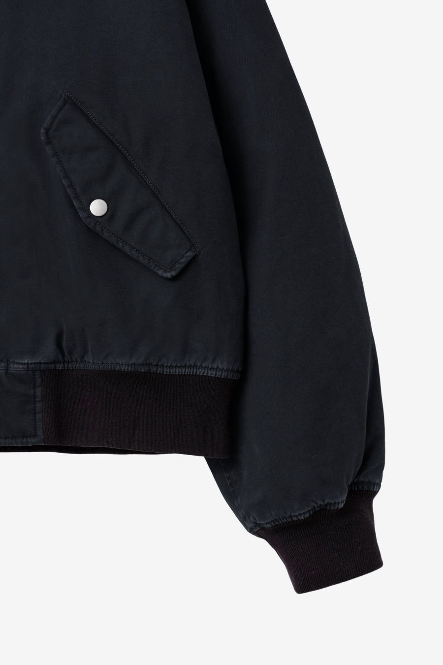 Insilence - Washed Cotton Shearling Bomber Jacket (Black) product image 11 | TRAB K-Fashion Australia