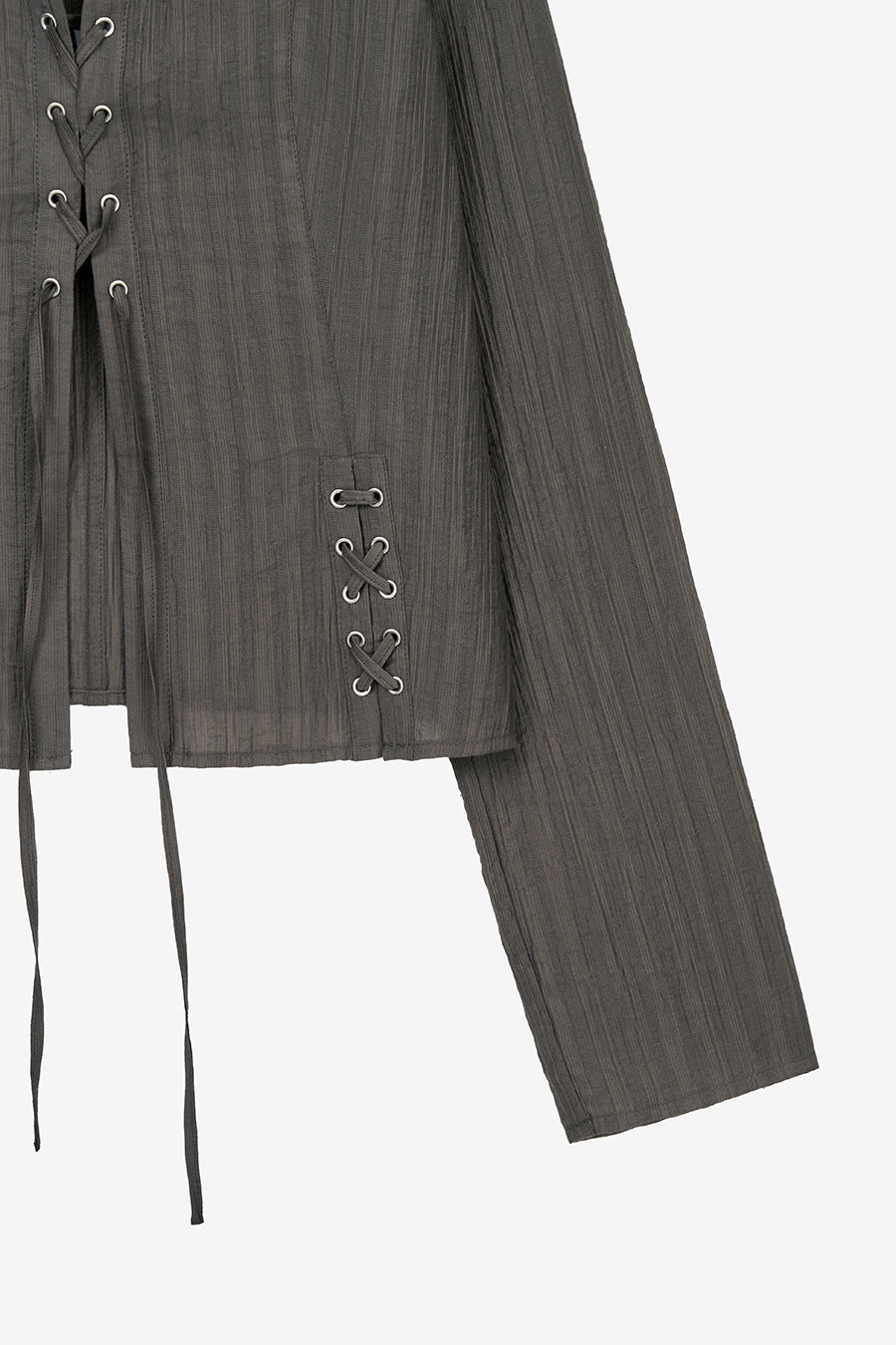 Insilence - Lace-up Strap Shirt (Khaki Brown) product image 11 | TRAB K-Fashion Australia