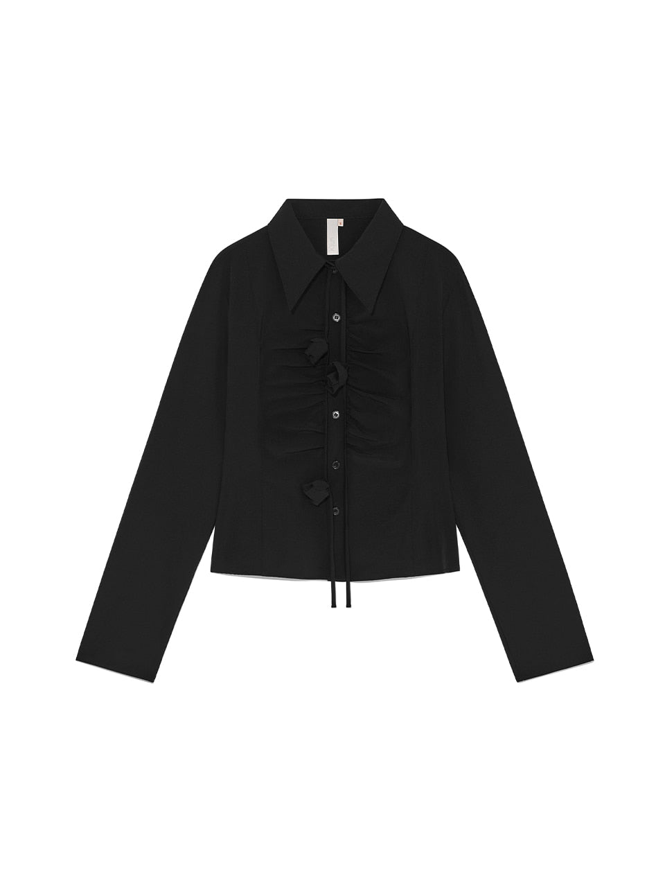 Kijun - Corsage Shirring Shirt (Black) product image 7 | TRAB K-Fashion Australia