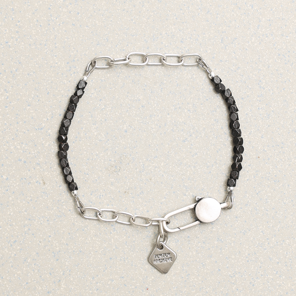 Towtow Archive - Dice Metal Link Bracelet (Black) product image 1 | TRAB K-Fashion Australia