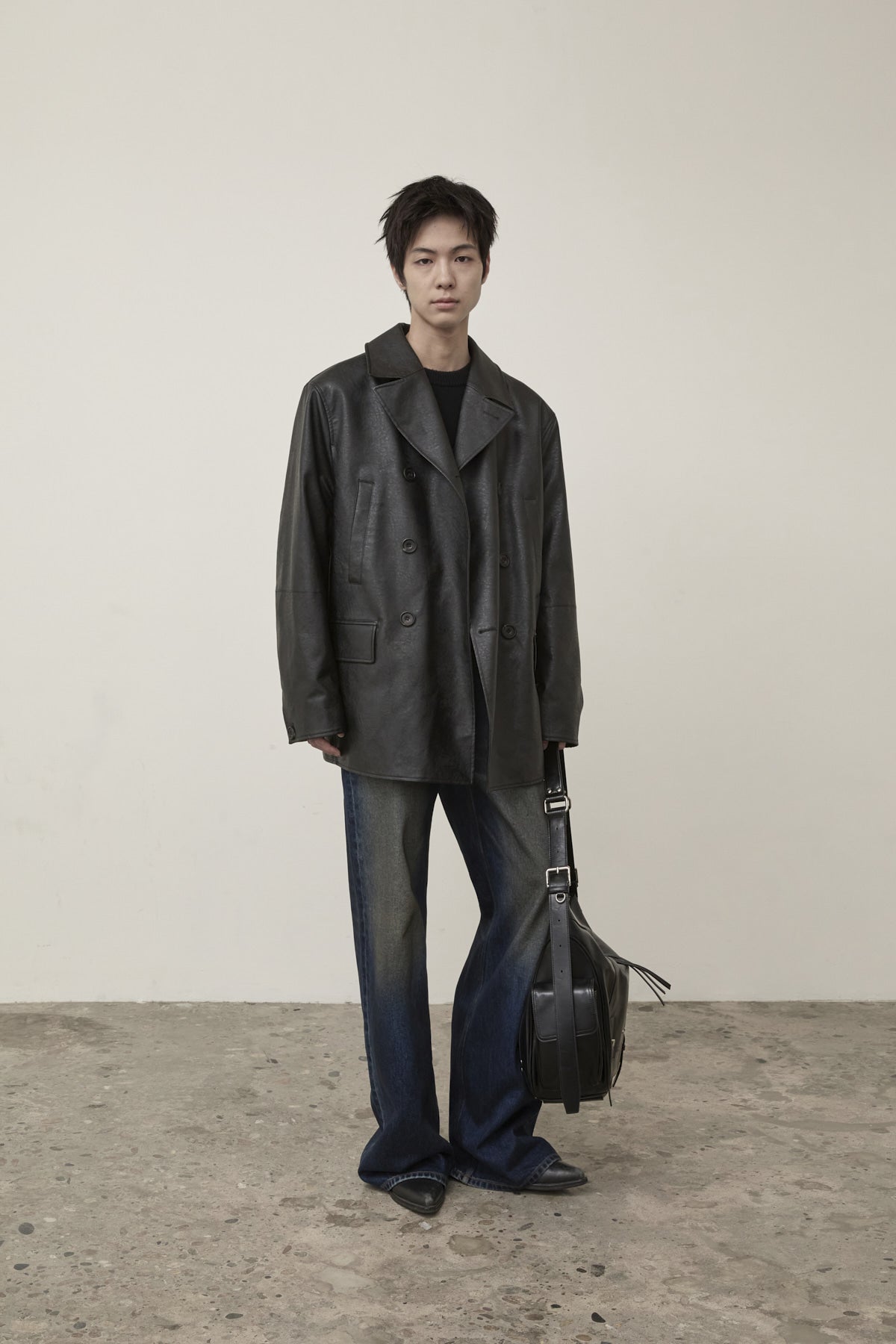 Matin Kim - Faux Leather Double Jacket (Black) product image 8 | TRAB K-Fashion Australia