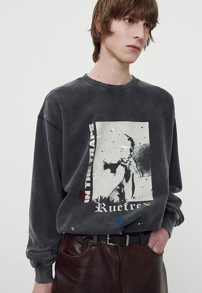 Tonywack - Rueflex Hand-Painted Sweatshirt (Faded Black) product image 2 | TRAB K-Fashion Australia