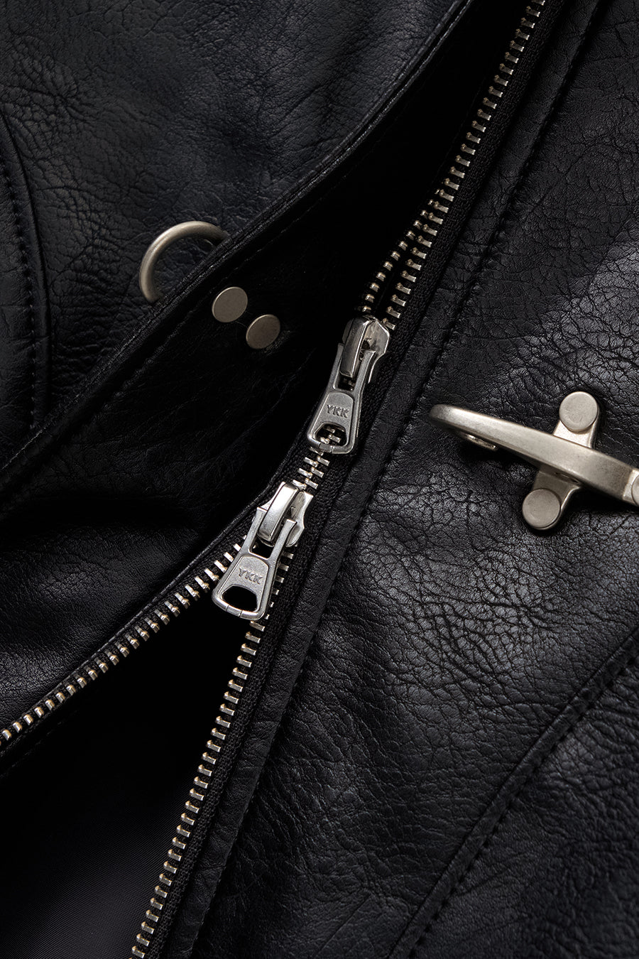 Insilence - Vintage Buckle Faux Leather Jacket (Black) product image 12 | TRAB K-Fashion Australia