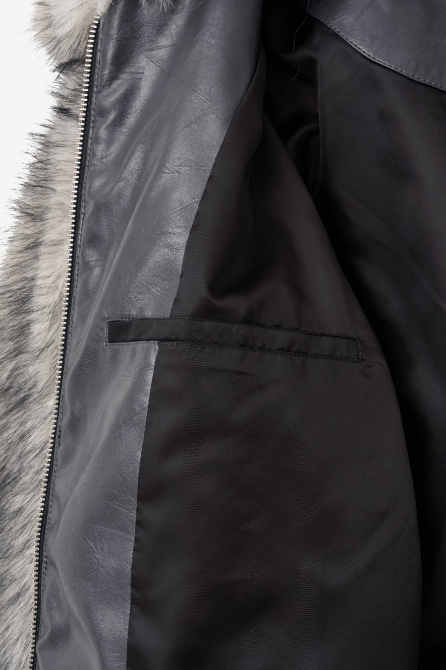 Insilence - Buckle Two-Tone Fur Jacket (Grey Brown) product image 12 | TRAB K-Fashion Australia