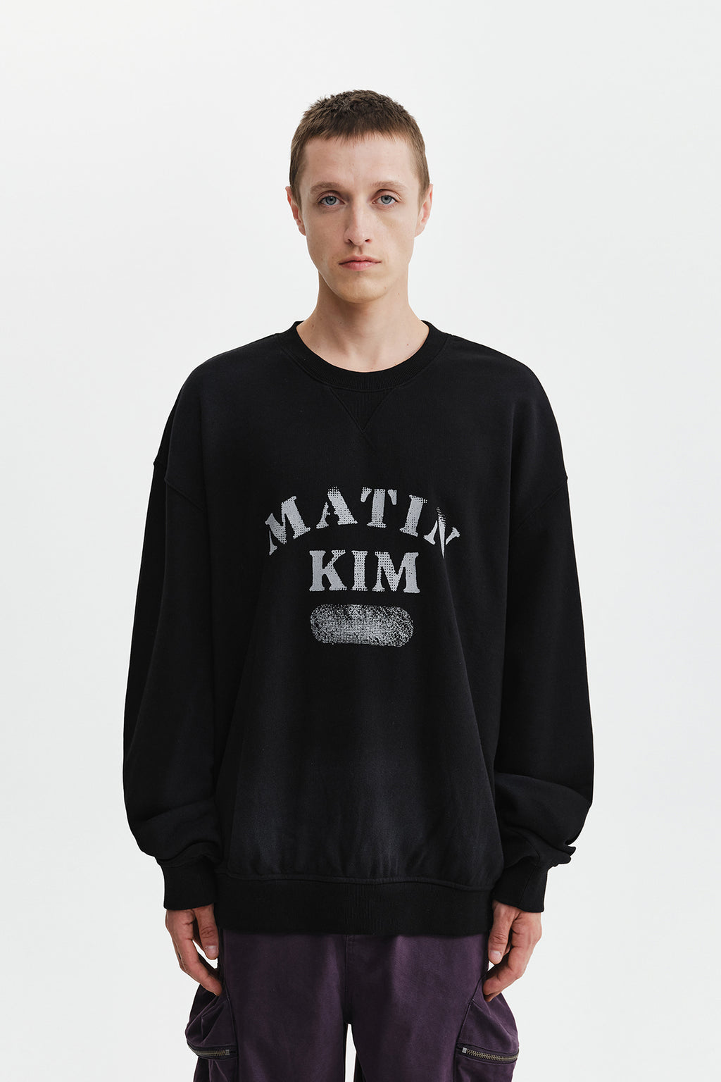 Matin Kim - Vintage Spray Logo Sweatshirt (Black) product image 6 | TRAB K-Fashion Australia