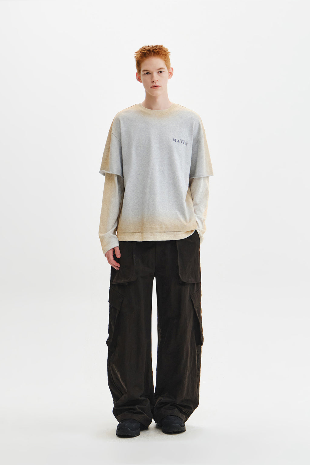 Matin Kim - Dust Washed Logo Layered Top (Grey) product image 11 | TRAB K-Fashion Australia