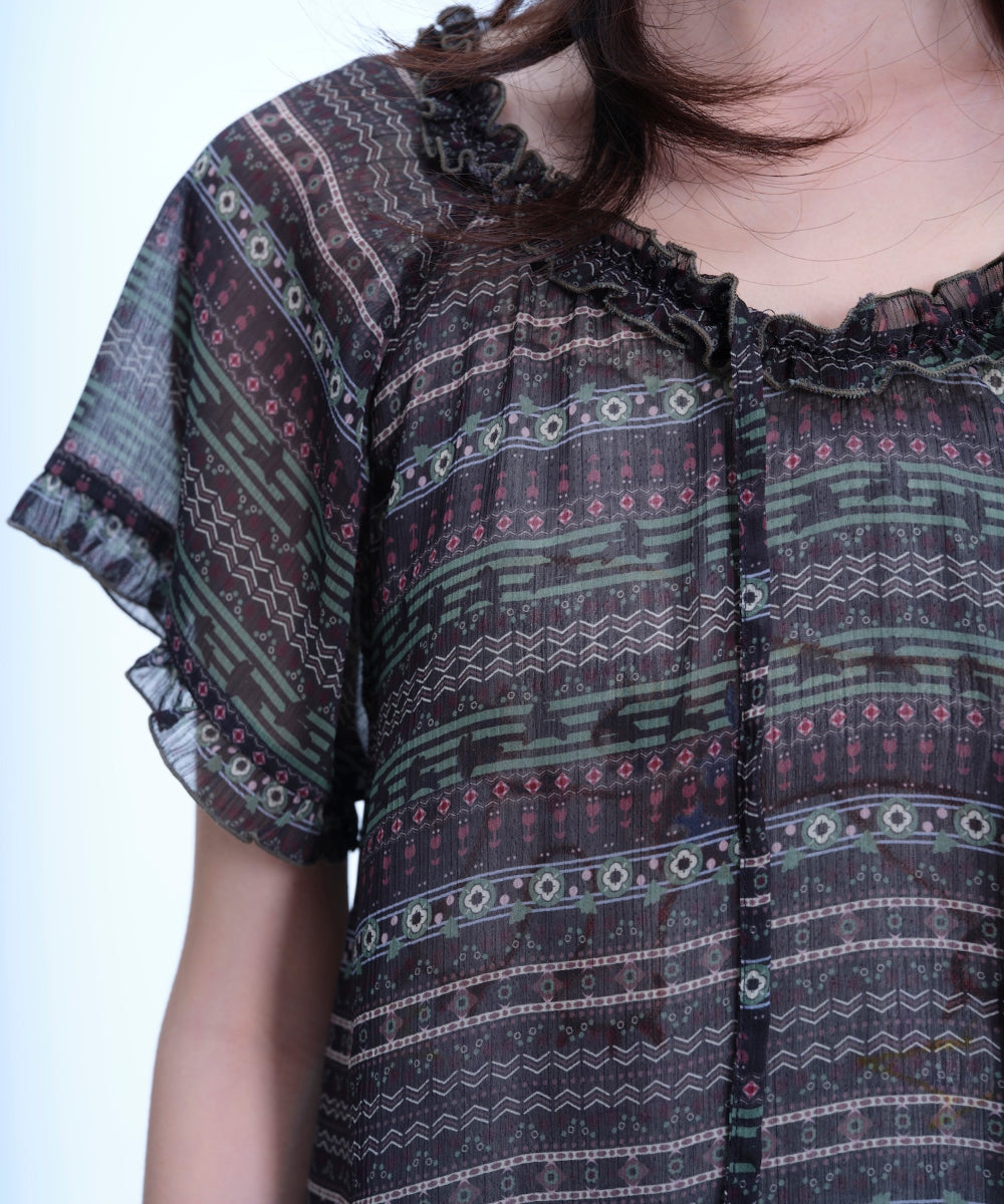 Coyseio - Chiffon Shirring One Piece (Dark Green) product image 7 | TRAB K-Fashion Australia