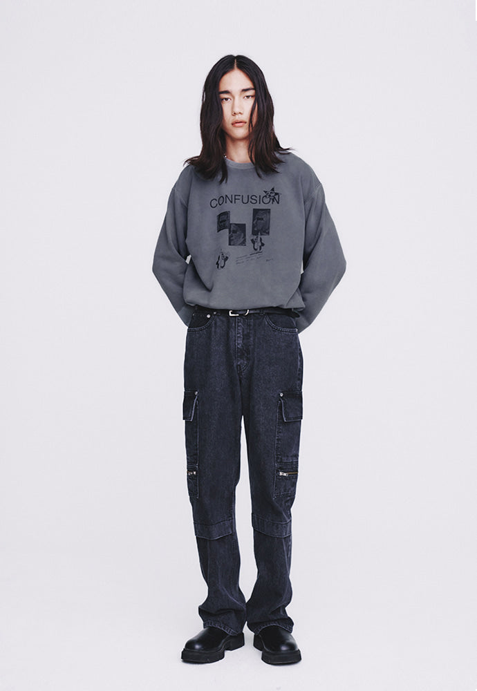 Tonywack - Confusion Mugshot Garment-Dyeing Sweatshirt (Faded Grey) product image 5 | TRAB K-Fashion Australia