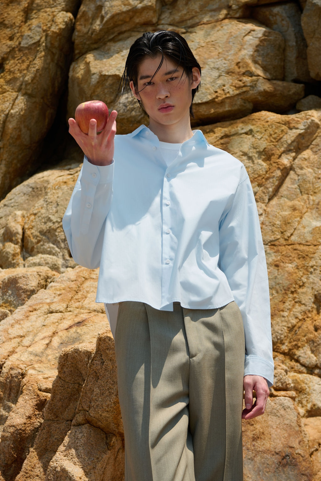STU - Stripe Crop Shirt (Sky Blue) product image 2 | TRAB K-Fashion Australia