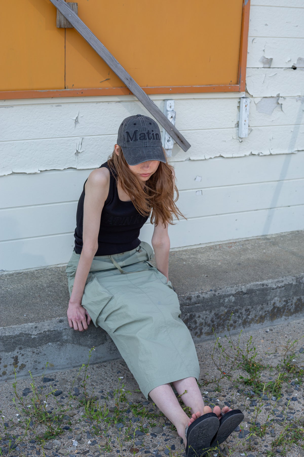 Matin Kim - Logo Applique Slim Tank Top (Black) product image 10 | TRAB K-Fashion Australia