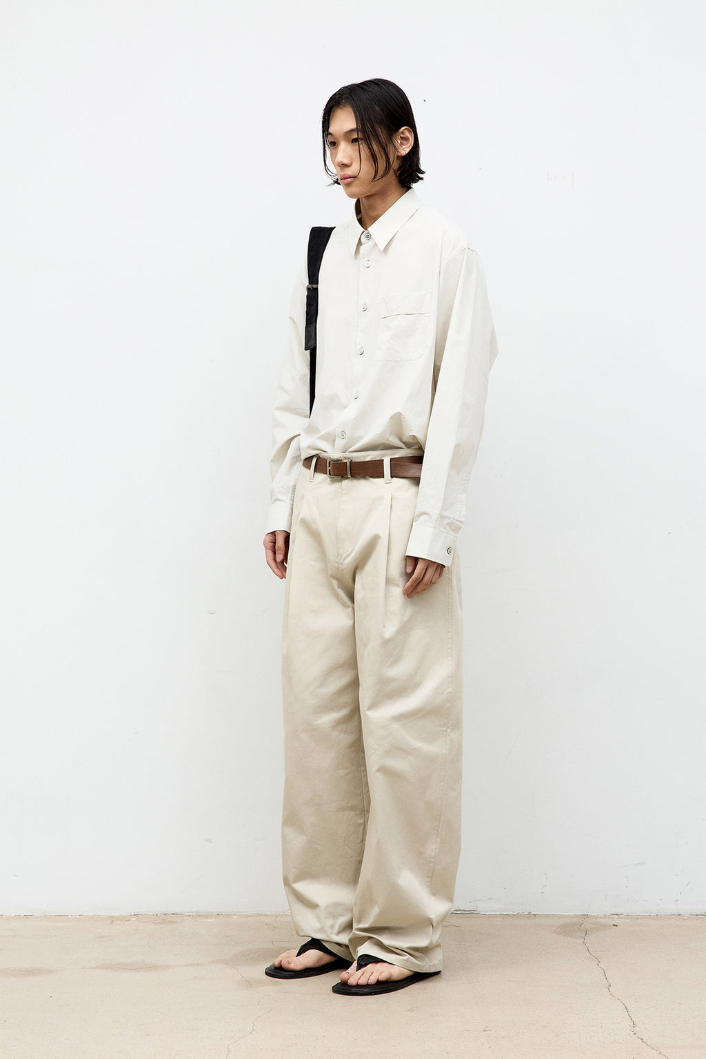 Coor - One-Pocket Garment Cotton Washed Shirt (Light Beige) product image 3 | TRAB K-Fashion Australia