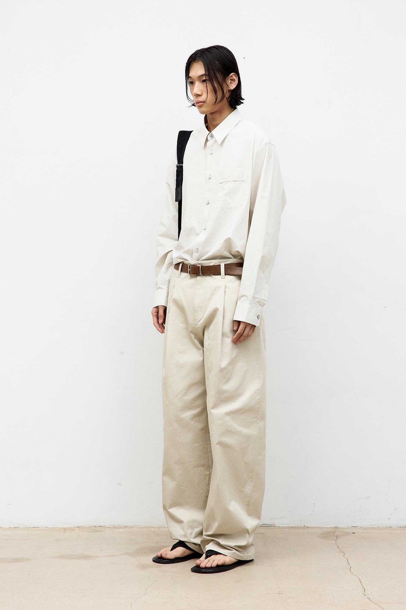 Coor - One-Pocket Garment Cotton Washed Shirt (Light Beige) product image 3 | TRAB K-Fashion Australia