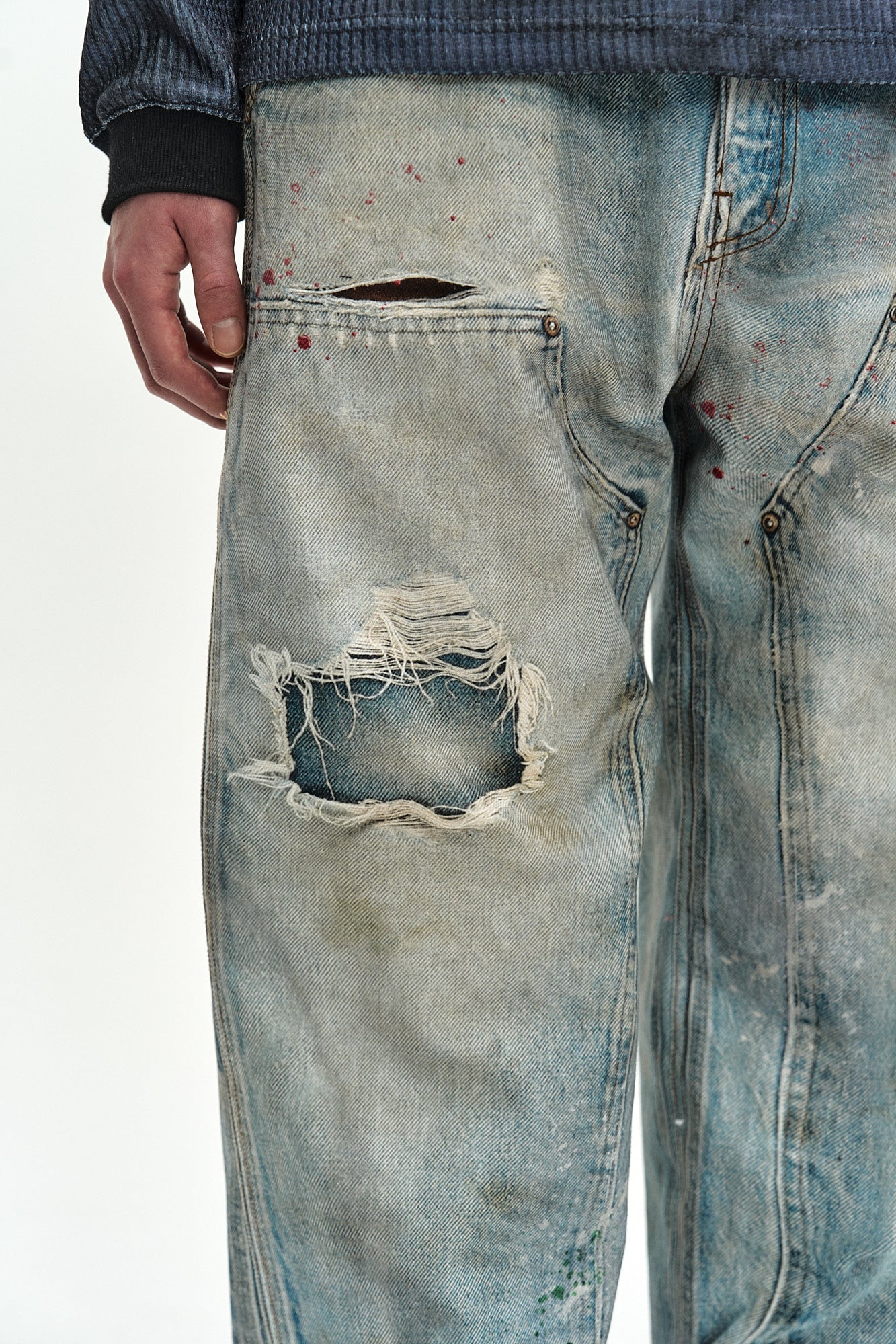 Andersson Bell - Distressed Trompe-L’œil Carpenter Jeans (mid Blue) (Mid Blue) product image 4 | TRAB K-Fashion Australia