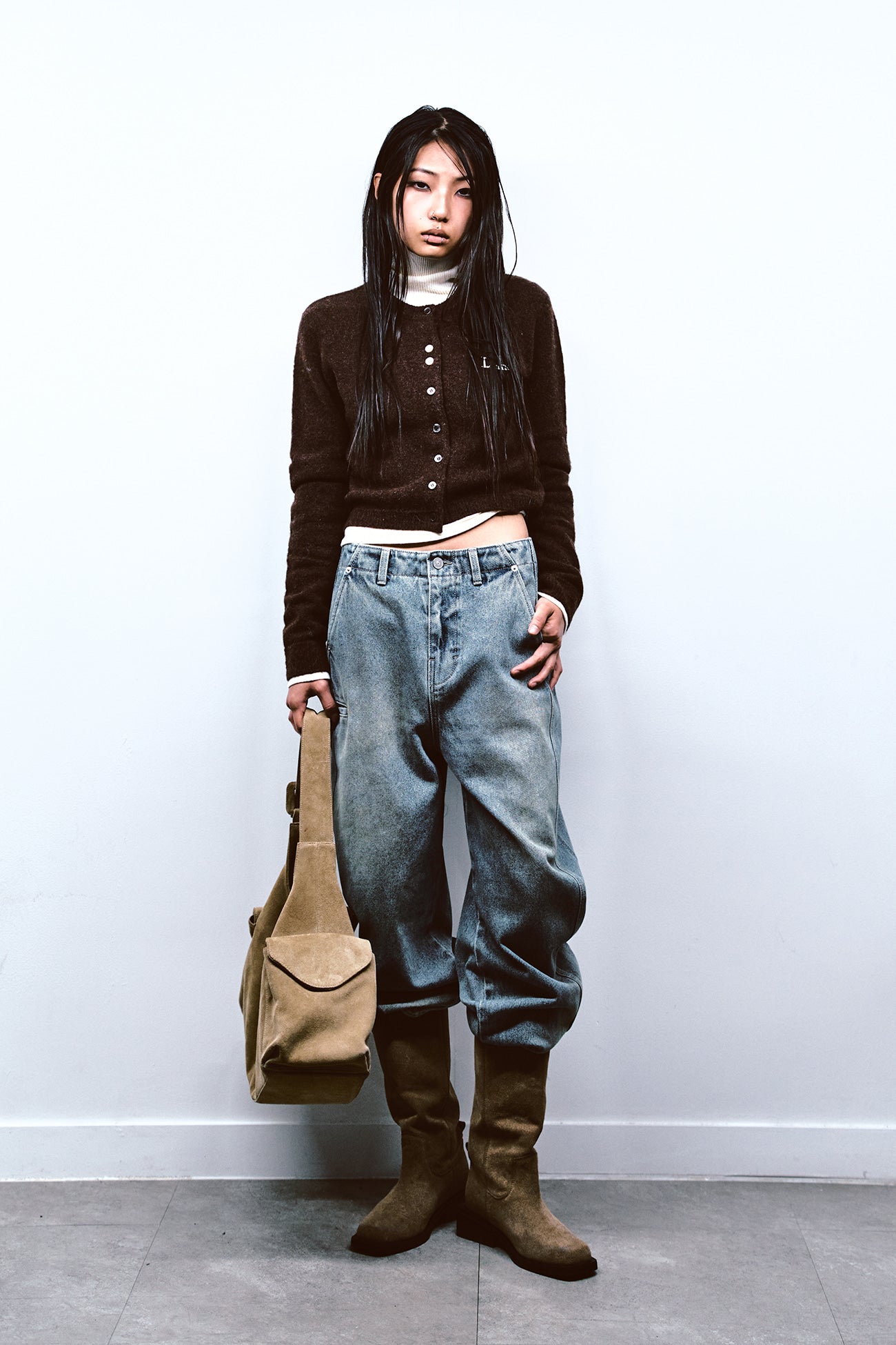 Deinet - Alpaca Round Knit Cardigan (Brown) product image 4 | TRAB K-Fashion Australia
