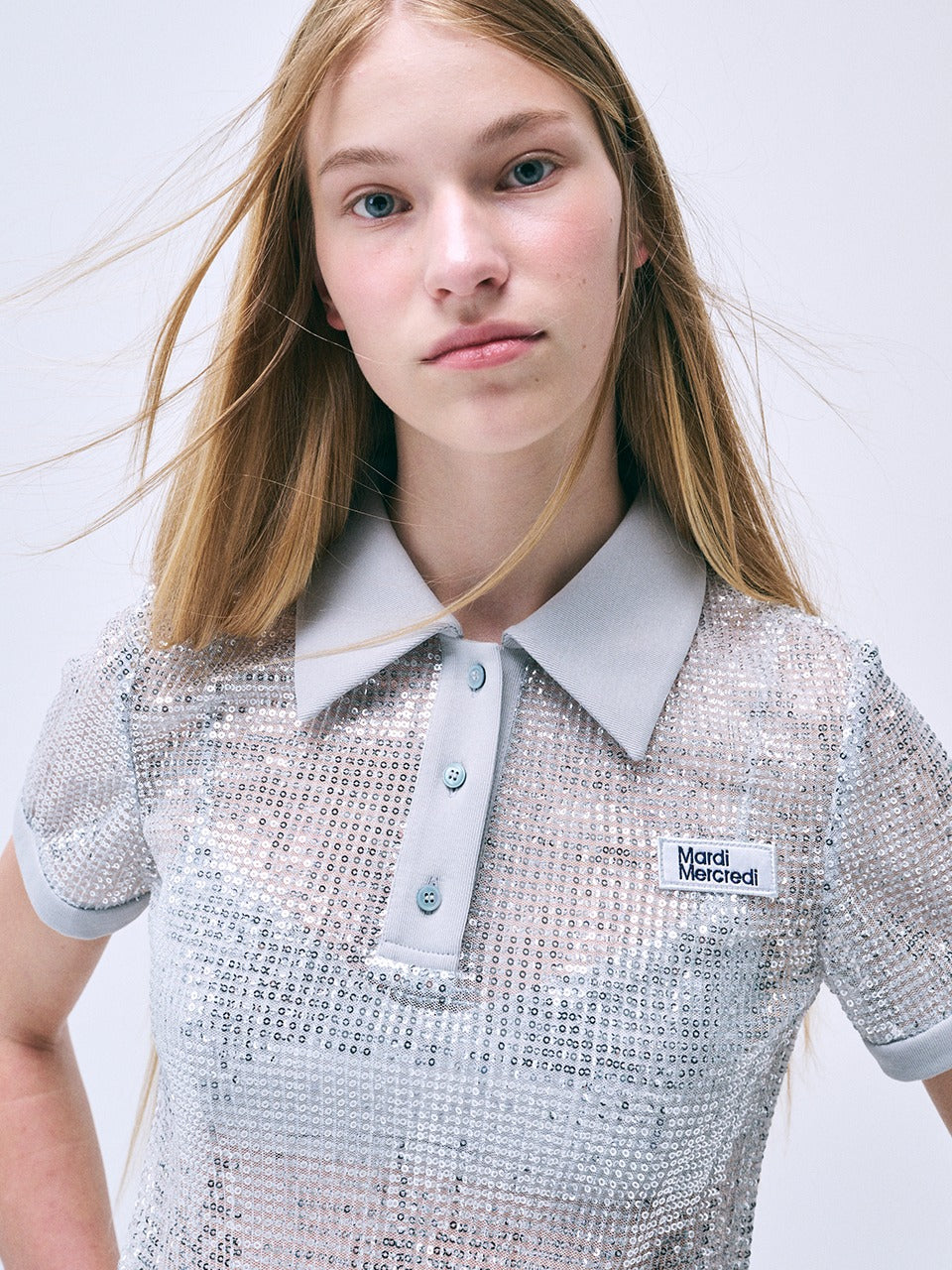 Mardi Mercredi - Sequin Shirt Piquet (Silver) product image 1 | TRAB K-Fashion Australia