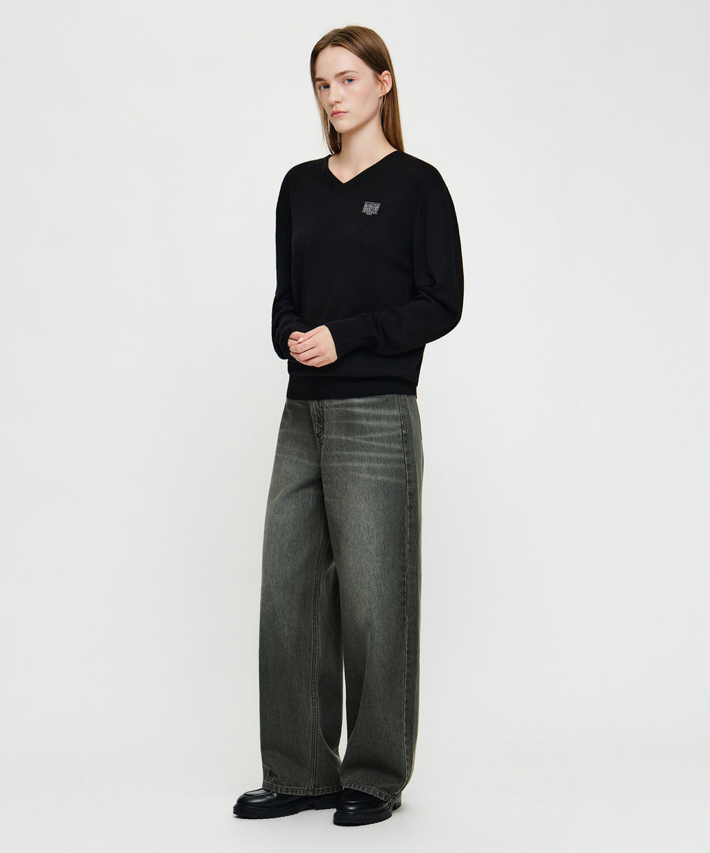 Marithe & Francois Girbaud - [Pre-order – Ships 7 Oct] Baggy Fit Dirty Washed Denim Pants (Black) product image 5 | TRAB K-Fashion Australia