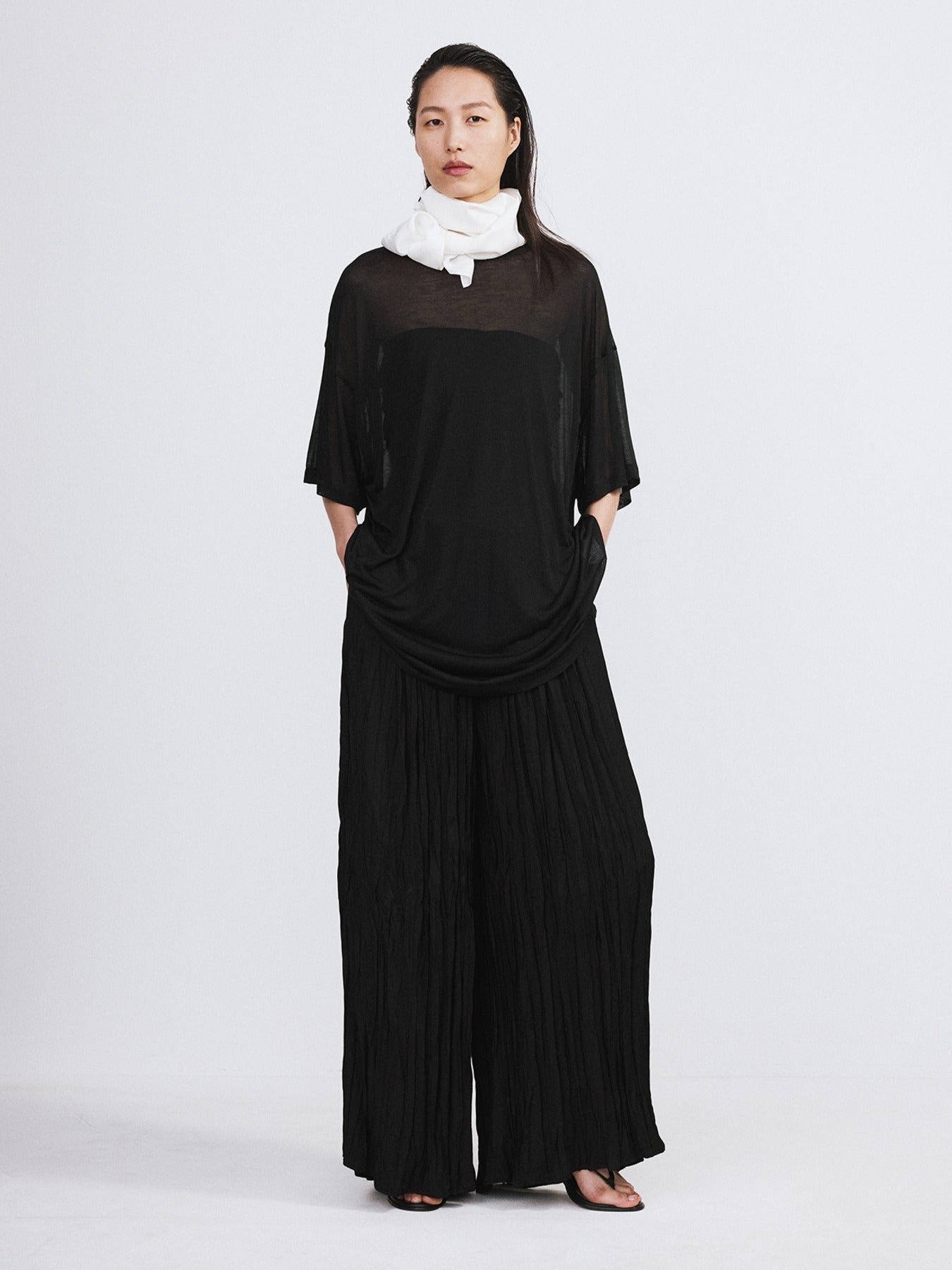 Recto - Oversized Sheer T-Shirt (Black) product image 1 | TRAB K-Fashion Australia
