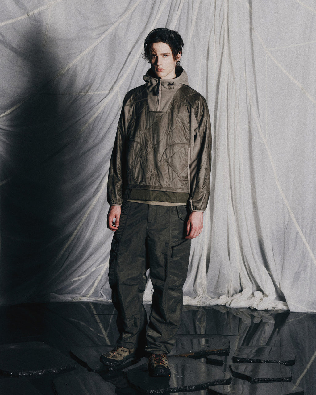 Eastlogue - Quilted Mixed Pullover (Sand Beige) product image 1 | TRAB K-Fashion Australia