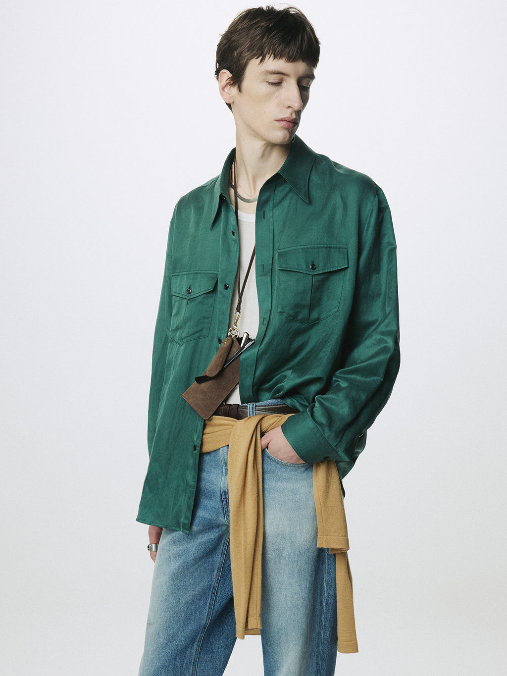 Tonywack - Silk Cotton Double Pocket Shirt (Green) product image 4 | TRAB K-Fashion Australia