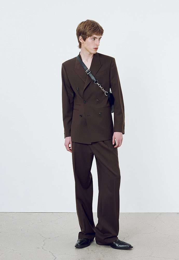 Tonywack - Wool Twill Pleated Wide Trousers (Brown) product image 4 | TRAB K-Fashion Australia