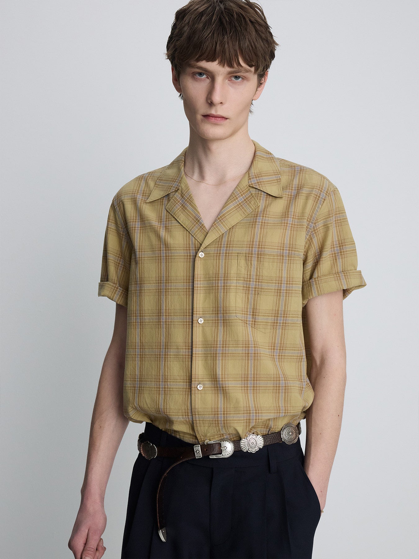 Tonywack - Checked Cotton Bowling Shirt (Dusty Citron) product image 1 | TRAB K-Fashion Australia