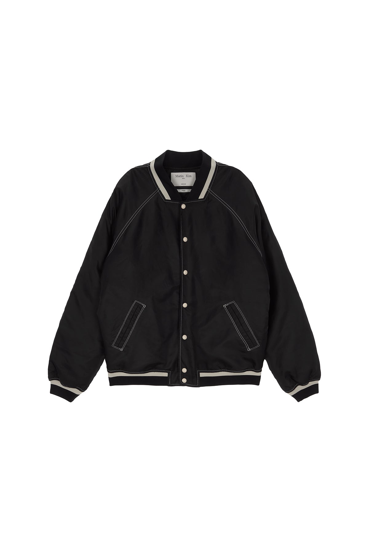 Matin Kim - Raglan Stitch Varsity Jumper (Black) product image 1 | TRAB K-Fashion Australia