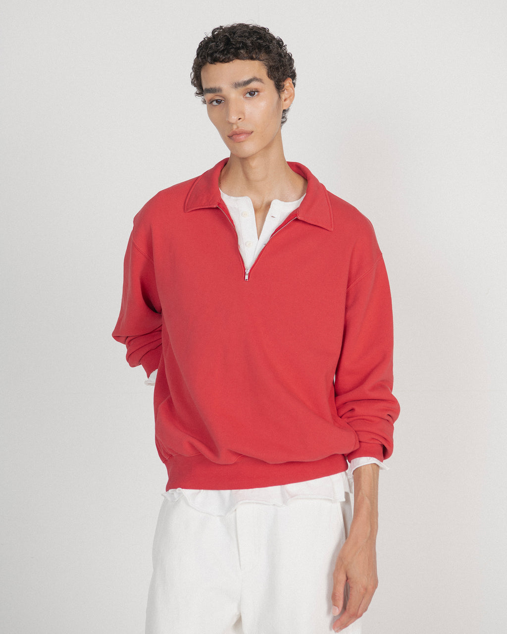 Brownyard - Washed Sweat Half Zip Up (Red) product image 3 | TRAB K-Fashion Australia