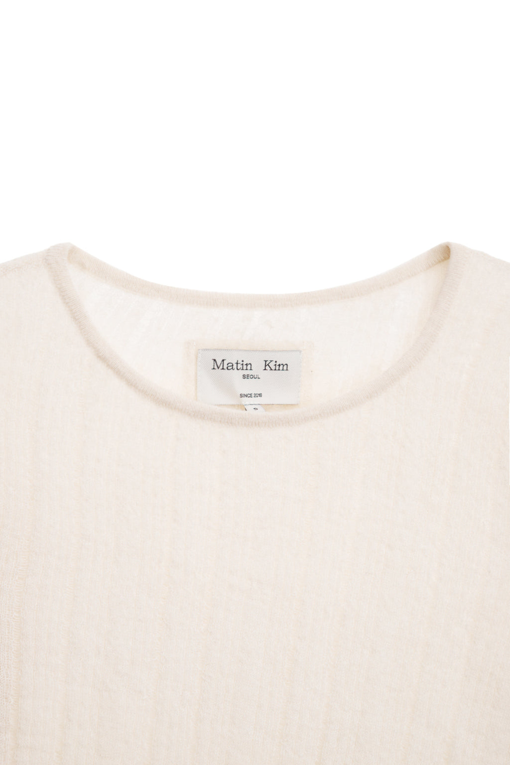 Matin Kim - Diagonal Texture Knit Top (Light Beige) product image 3 | TRAB K-Fashion Australia