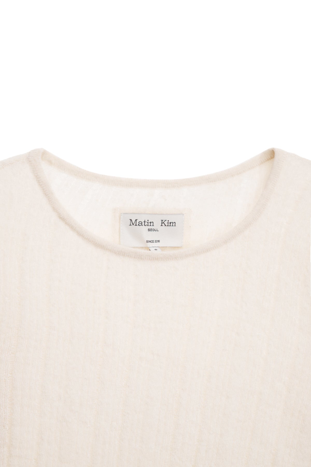 Matin Kim - Diagonal Texture Knit Top (Light Beige) product image 3 | TRAB K-Fashion Australia