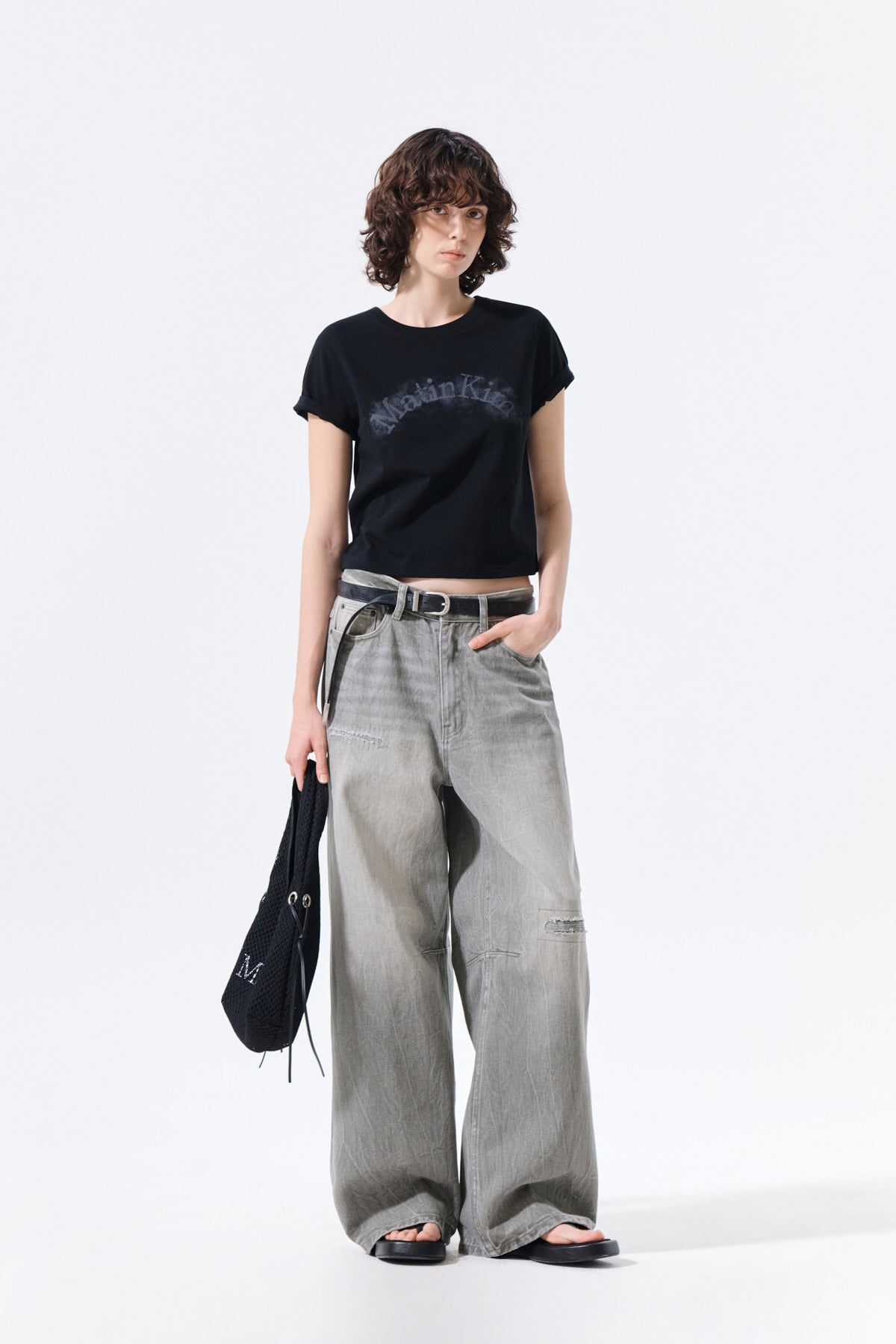 Matin Kim - Matin Kim Arch Logo Crop Top (Black) product image 9 | TRAB K-Fashion Australia