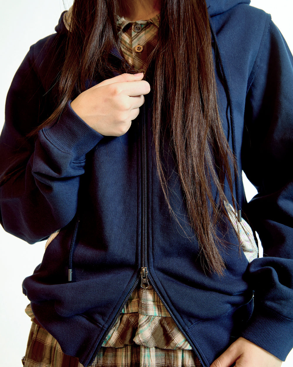 Coyseio - Flower Point Zip-Up Hoodie (Navy) product image 5 | TRAB K-Fashion Australia