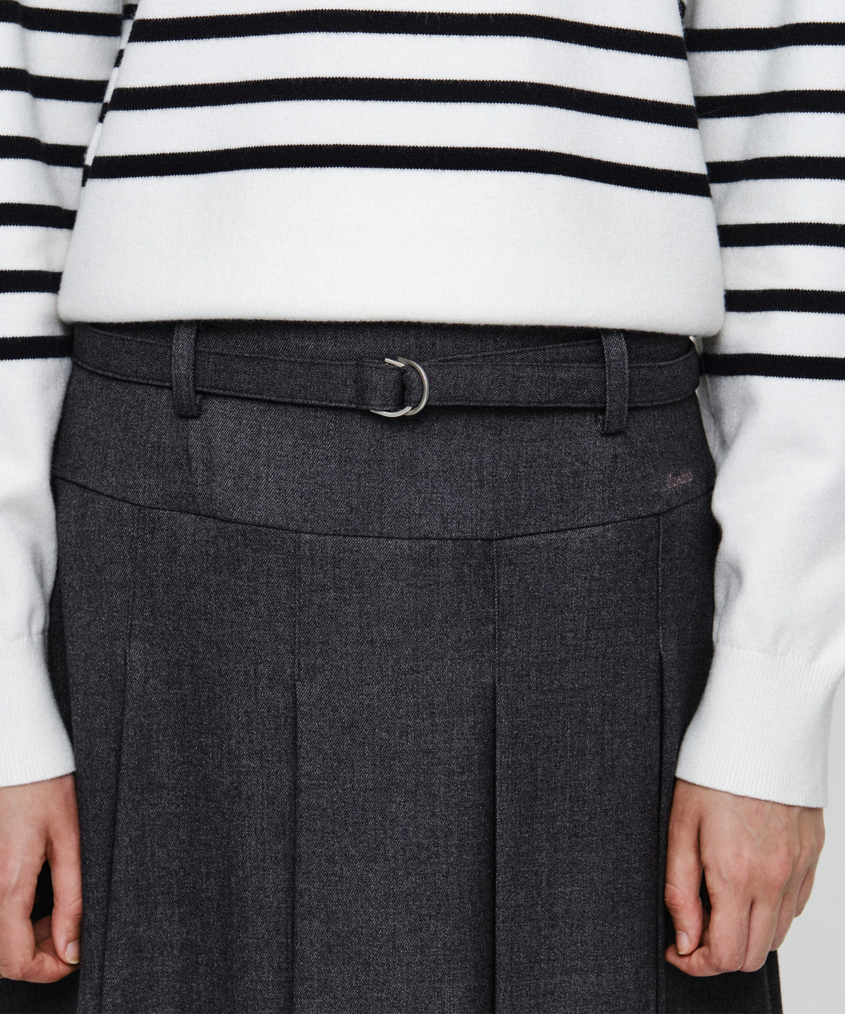 Marithe & Francois Girbaud - Belted Pleats Midi Skirt (Charcoal) product image 2 | TRAB K-Fashion Australia