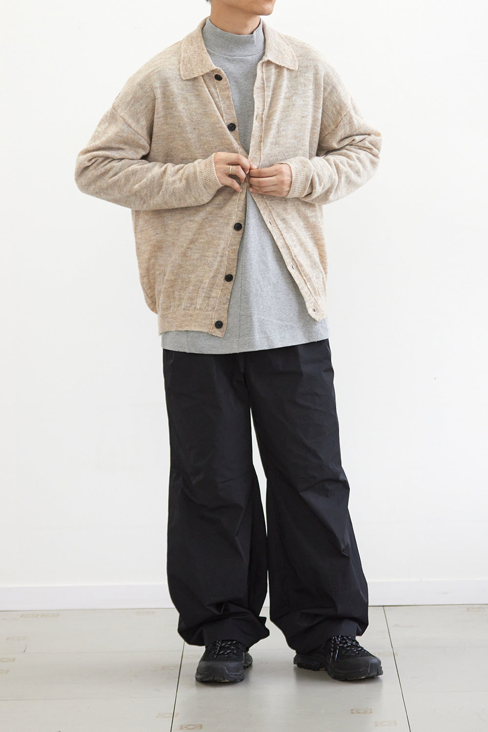 Hatchingroom - Mohair Collar Cardigan (Beige) product image 4 | TRAB K-Fashion Australia