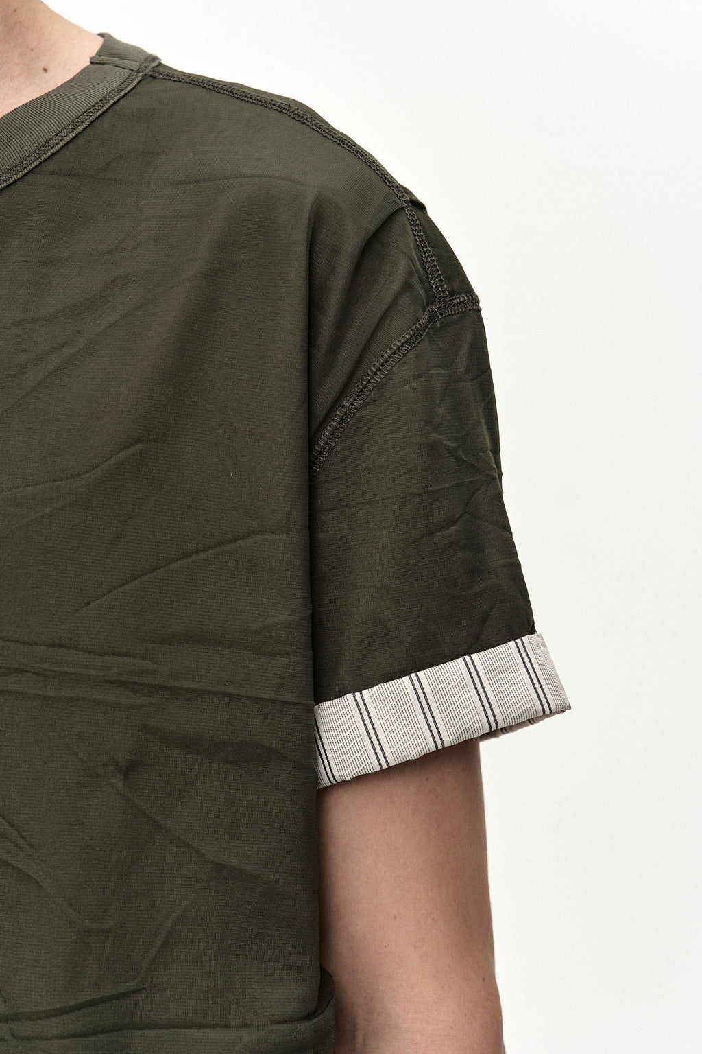 Andersson Bell - Overlay Roll-Up Cuffs T-Shirt (Khaki) product image 6 | TRAB K-Fashion Australia