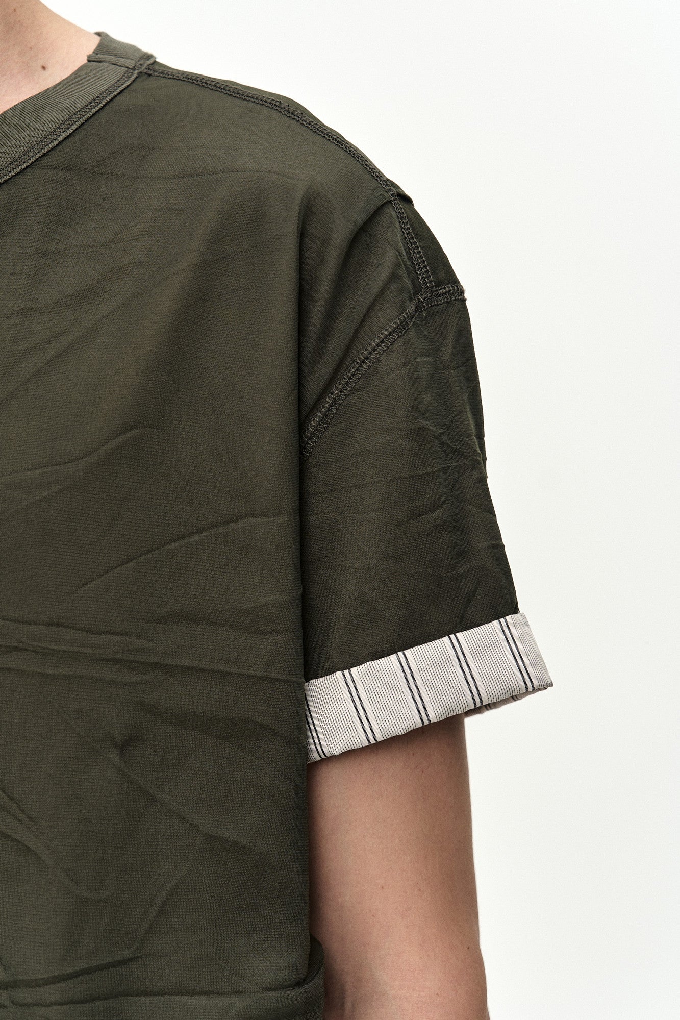 Andersson Bell - Overlay Roll-Up Cuffs T-Shirt (Khaki) product image 6 | TRAB K-Fashion Australia