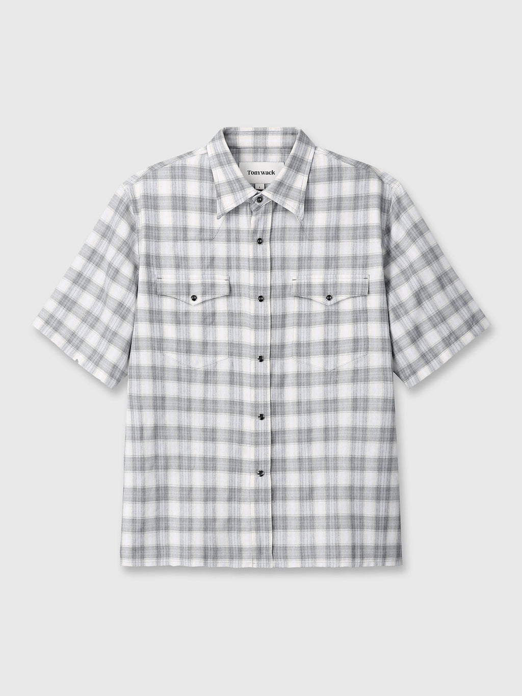 Tonywack - Raw-Cut Western Check Shirt (Pale Grey/Ecru) product image 7 | TRAB K-Fashion Australia