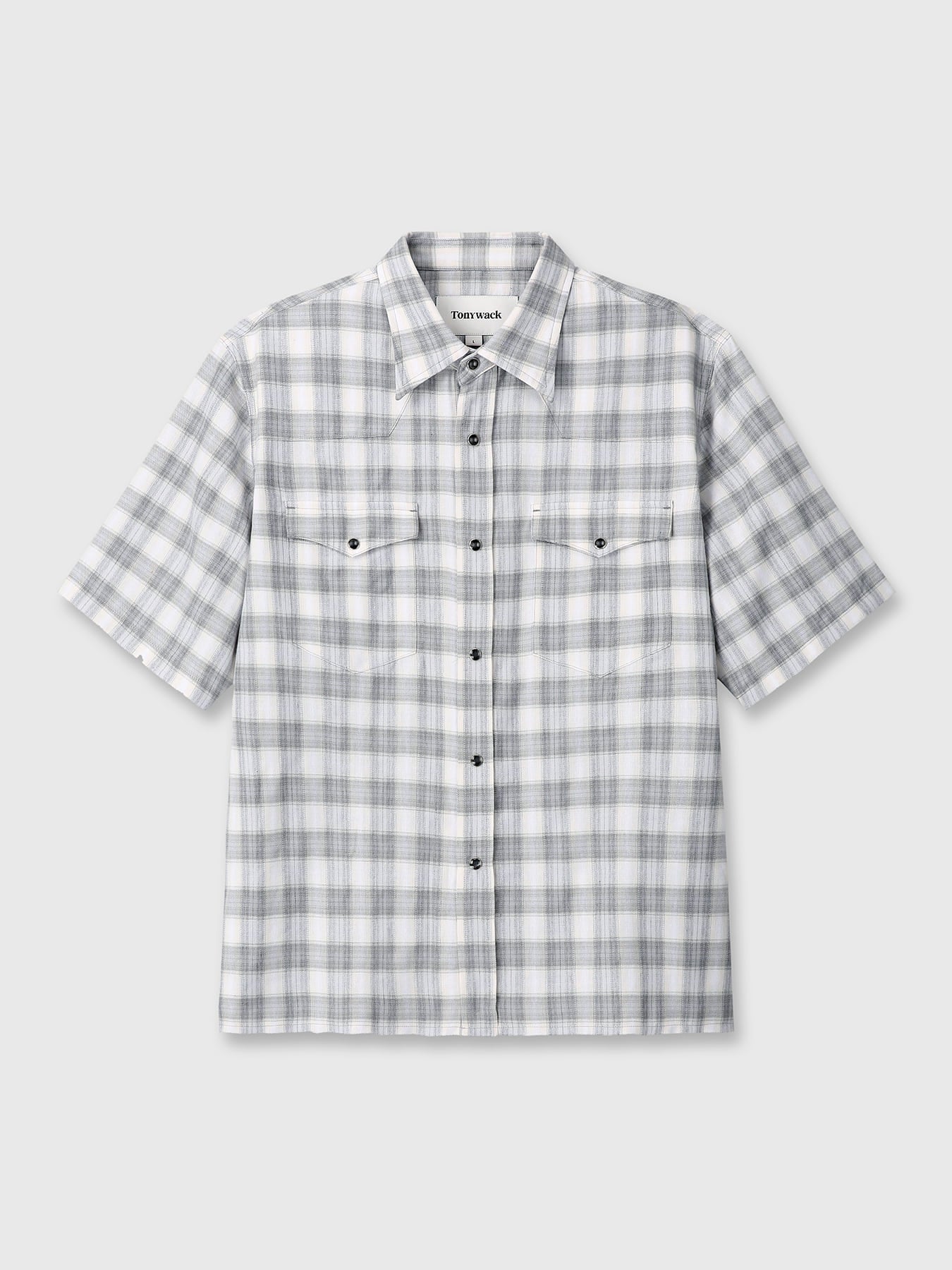 Tonywack - Raw-Cut Western Check Shirt (Pale Grey/Ecru) product image 7 | TRAB K-Fashion Australia