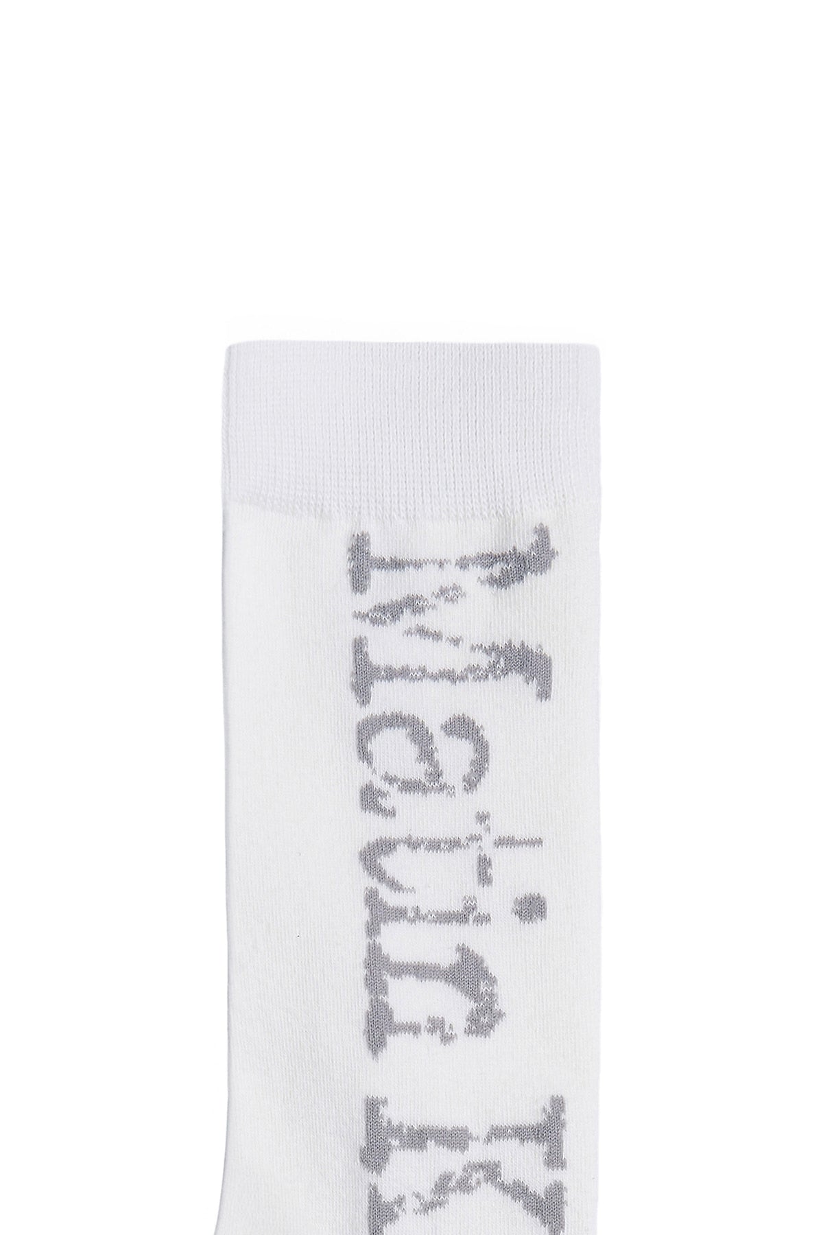 Matin Kim - Cracked Logo Jacquard Socks (White) product image 3 | TRAB K-Fashion Australia