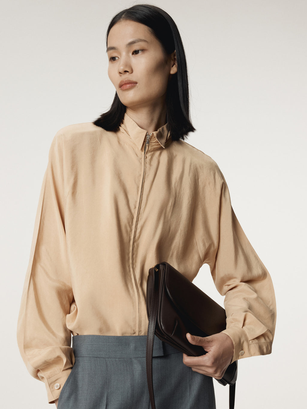 Recto - Collar Detail Fluid Zip Blouse (Yellow Beige) product image 6 | TRAB K-Fashion Australia