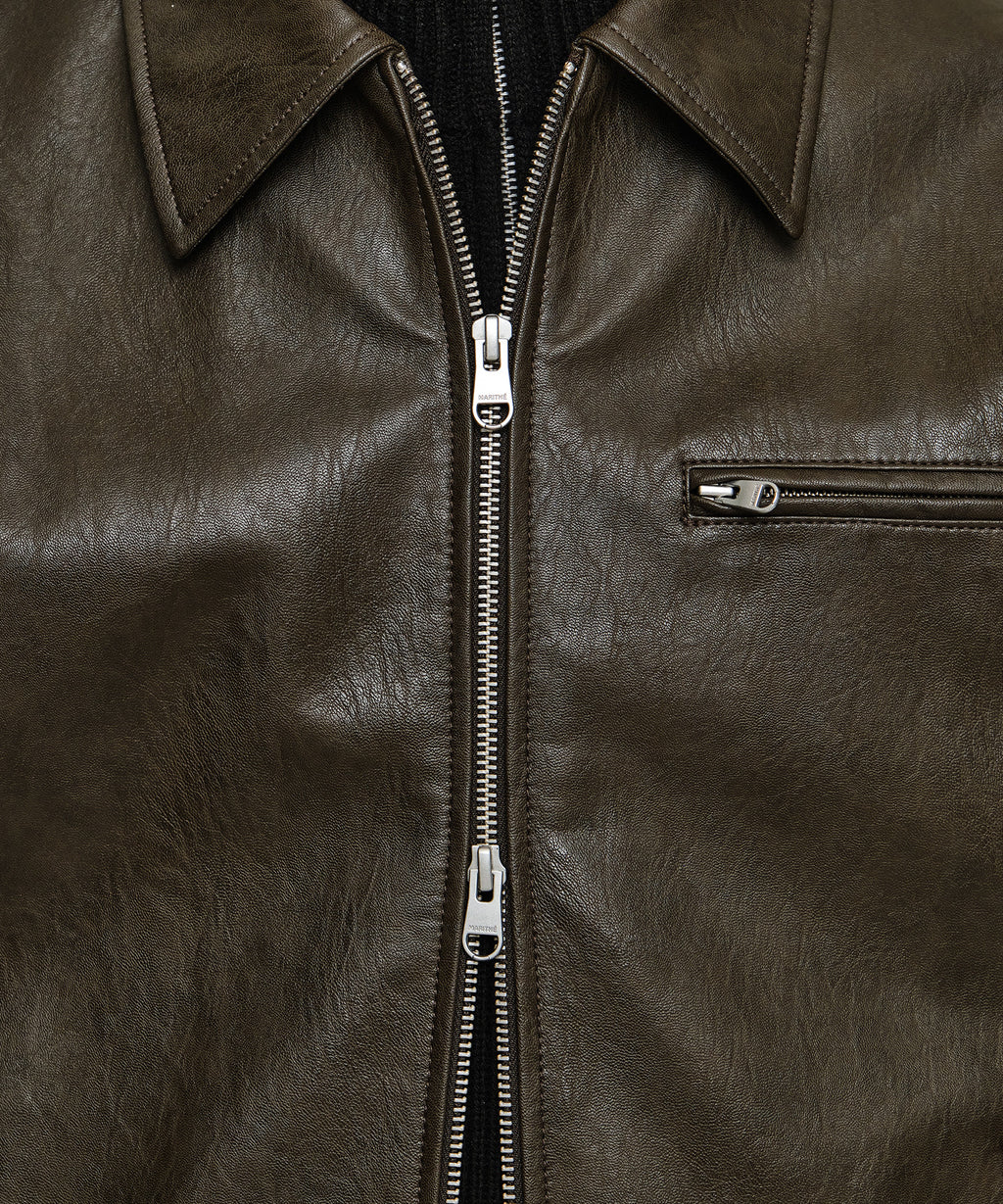 Marithe & Francois Girbaud - Faux Leather Collar Jacket (Brown) product image 4 | TRAB K-Fashion Australia