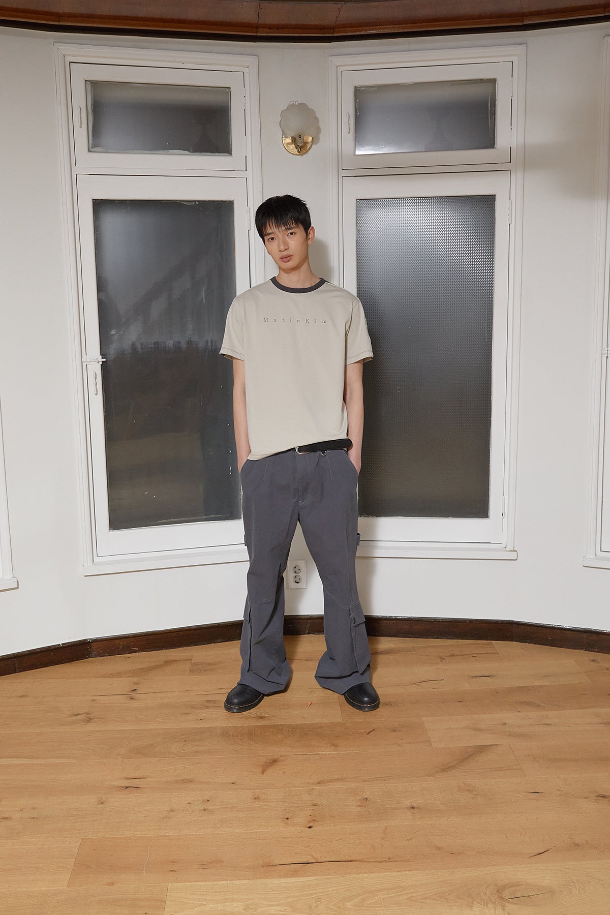 Matin Kim - Color Line Point Logo Top (Beige) product image 11 | TRAB K-Fashion Australia