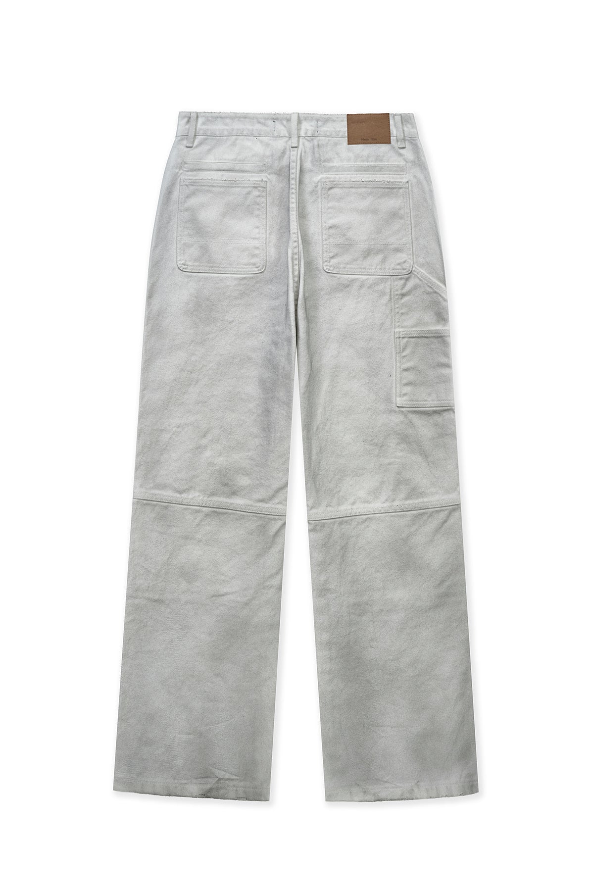 Matin Kim - Vintage Washed Double Knee Denim Pants (White) product image 2 | TRAB K-Fashion Australia