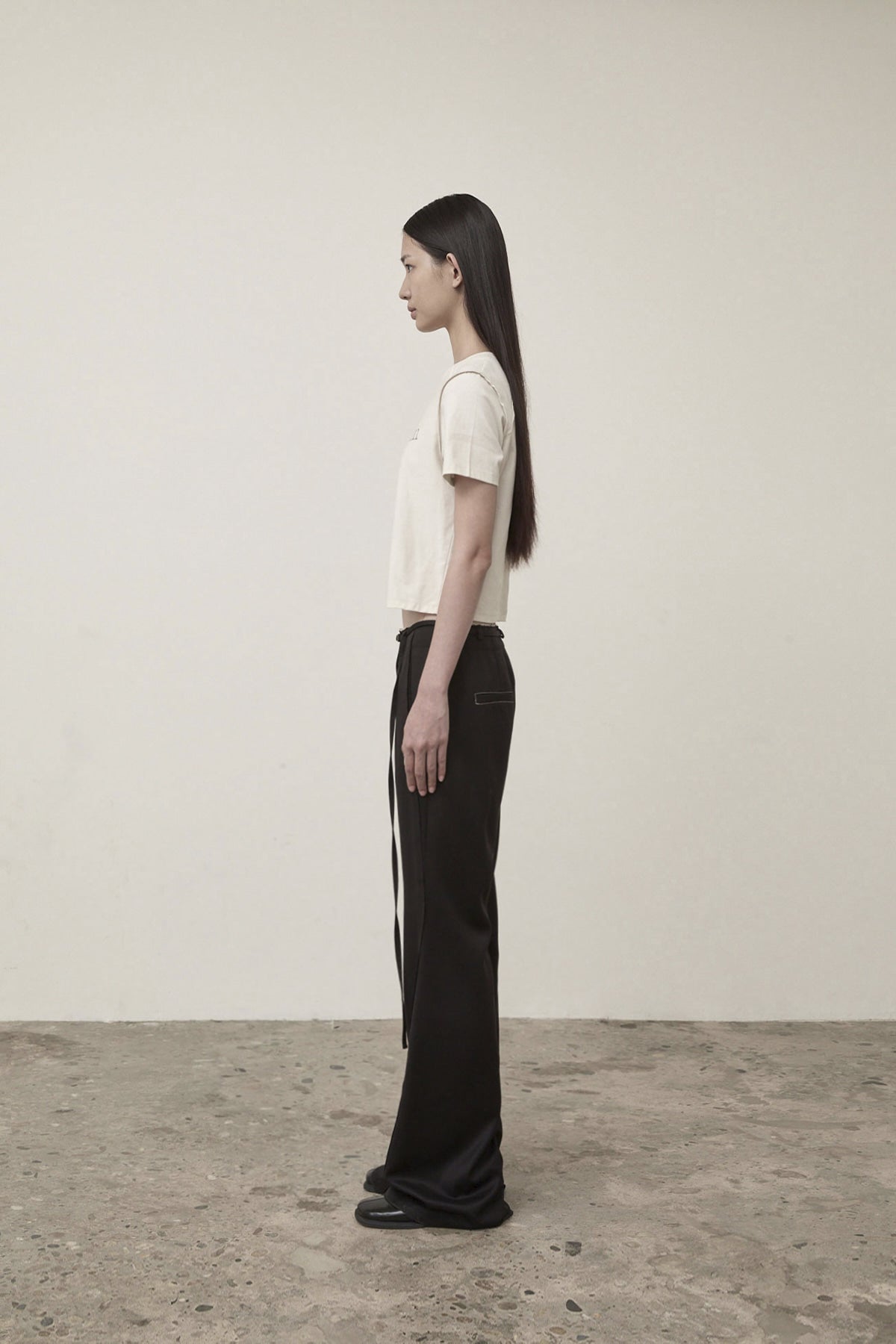 Matin Kim - Diagonal Logo Reversible Crop Top (Ivory) product image 8 | TRAB K-Fashion Australia