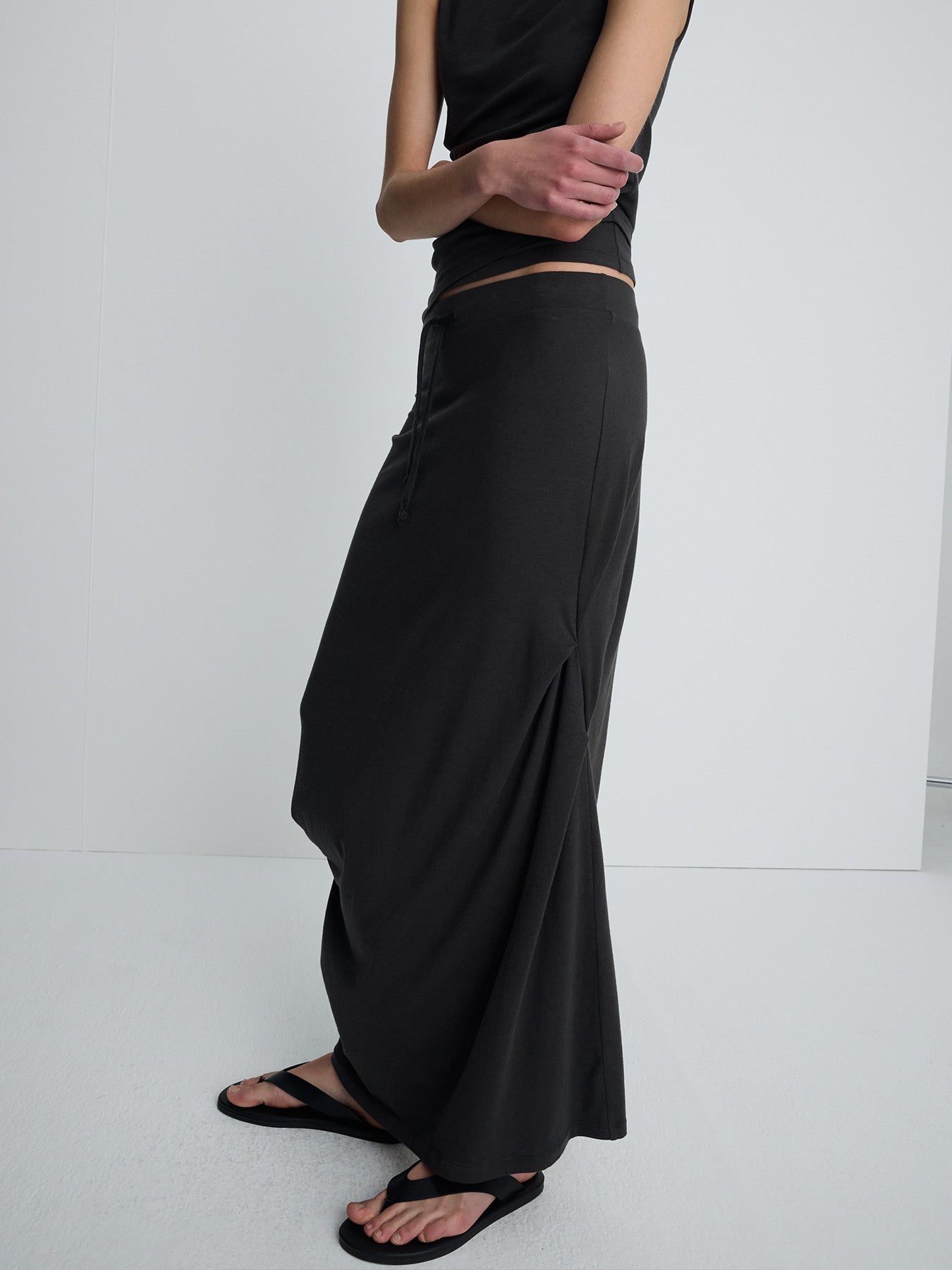 Tonywack - Soft Draped Drawstring Skirt (Charcoal) product image 12 | TRAB K-Fashion Australia