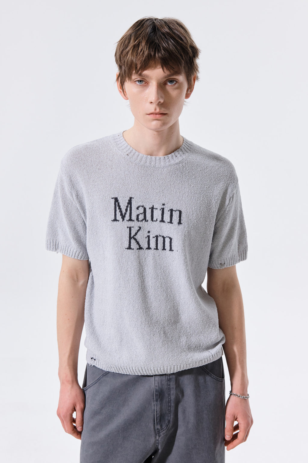 Matin Kim - Half Sleeve Logo Pullover (Light Grey) product image 10 | TRAB K-Fashion Australia
